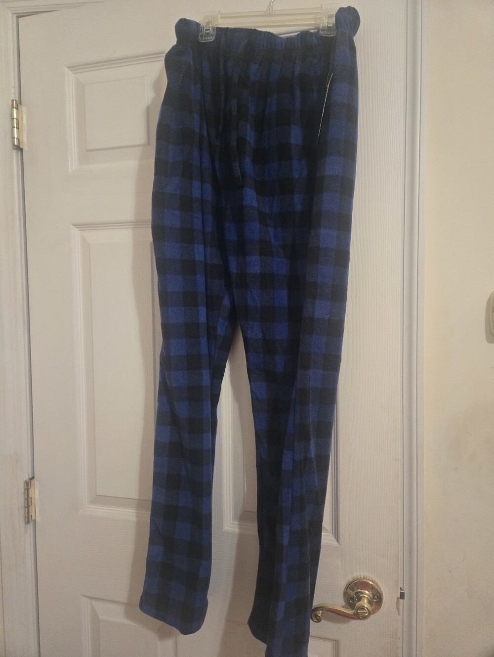 Men's Black and Blue Plaid Fleece Joggers